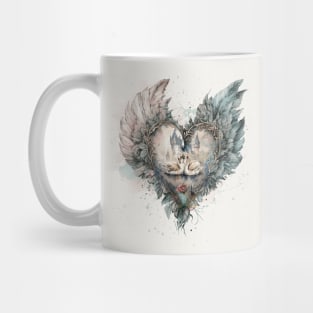 Fairytale Swans in Feathered Heart Mug